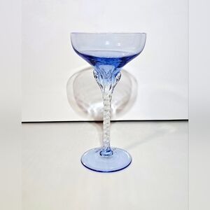 Blefeld Crystal Twisted Stem Wine Glass Light Blue Vintage Glassware Replacement